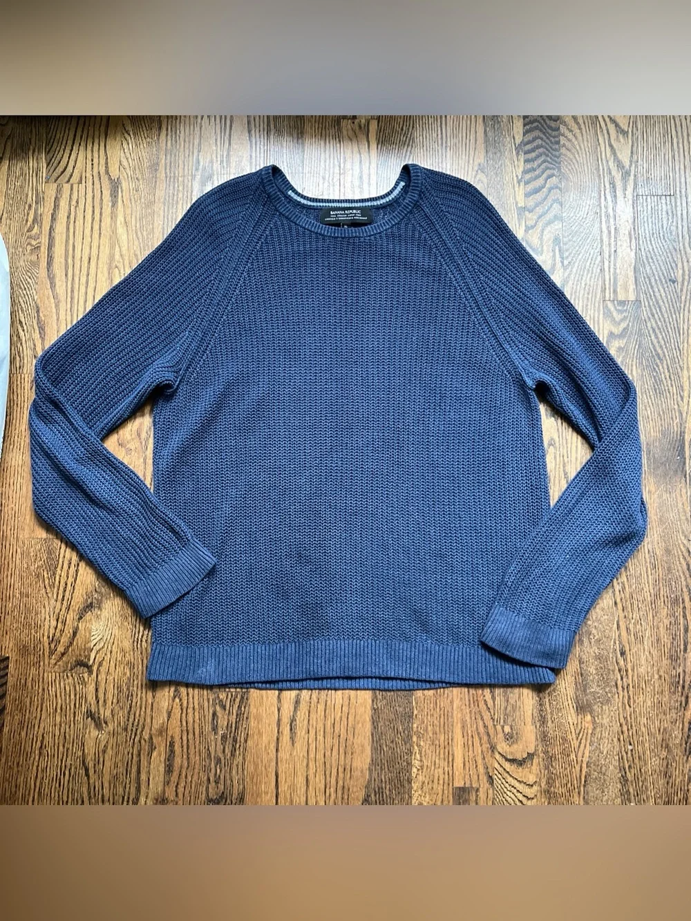 Banana Republic Italian Linen Sweater Navy Blue Men’s XL Fishnet Loose Knit